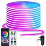 segrass LED neon Lights Strip 15M 24v RGB with Remote,APP Control, IP65 Waterproof Flexible Strip Lights for Bedroom,Room,Outdoors Decor