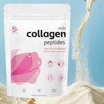 Multi Collagen Peptides Powder for Women Men, Types I, II, III, V, X, 1 Lb Hydrolyzed Collagen Peptides Unflavored with Biotin Hyaluronic Acid, Vitamin C, Instant Dissolving (1pcs)