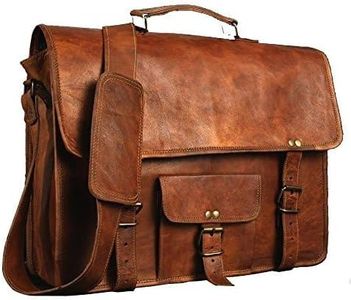 ALASKA EXPORTS - Sac en Cuir pour Ordinateur Portable - Messenger en Cuir pour Homme et Femme - Mallette pour Homme - Sacoche Parfaite pour l'école et Le Travail 12 x 17 inches (Brown)
