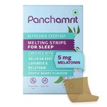 Panchamrit Melting Strips for Sleep 5mg Melatonin 30 Strips - Non-Addictive, No Added Sugar, Ayurvedic Herbs -Valerian Root, Chamomile for Travelers, Helps in Enhancing Sleep Quality, Restful Nights