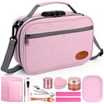 BOYISTARG Large Cosmetic Organization Bag with 10 Small Items, Portable Cosmatic Makeup Storage Case with Combination Lock For Home and Travel, Pink, pink, Large Cosmetic Organization Bag