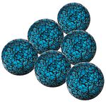 Kepfire Round Glass Sphere 6Pcs/6cm Mosaic Crackl Orbs Bowls Vases Dining Table Centerpiece Wedding Party ​Decorative - Blue