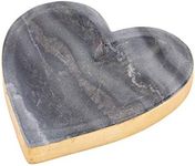 Mud Pie Gold Edge Marble Heart Tray, Grey, 5"" x 5"""