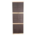 Cello Novelty Large Plastic Cupboard with lock(Brown and Beige)