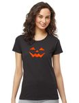 Womens Halloween Shirt - Premium Jack O' Lantern Minimalist Tee, Black (M)