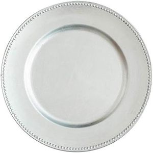 Richland Charger Plate Beaded Round 13" Silver Set of 24