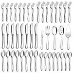 Herogo Heavy Duty Dinnerware Set With Serving Utensils, Modern Heavy Weight Stainless Steel 65 Piece Cutlery Set For 8, Elegant Home Wedding Silverware Suitable For