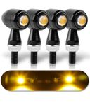 AUTO MT Mini Metal Bullet Turn Signals LED Blinkers Lights Universal Small Front Rear Indicator FOR Harley Davidson Honda Kawasaki Suzuki Triumph Yamaha Cruiser (4PC Bullet Shape Turn Signal Lights)