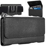 Mopaclle Nylon Cell Phone Holster Pouch for iPhone 13 Mini,12 Mini, SE 2022, iPhone 8 7 6, 6s, Galaxy S7 S6 Belt Holster Case with Belt Clip Carrying Pouch Cover（Fits w/Phone Thin Case Black