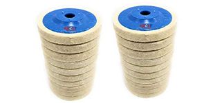 KROST Wool Felt Buffing Pad Wheel Disc for Polishing Stainless Steel,Metal,Marble, Glass, Ceramic, 4 inch Angle Grinder Abrasive Rotary Tool Accessory - White, 100 x 16mm x 16mm Dia. (20)