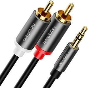 deleyCON 5m Câble Jack Vers Cinch RCA Câble Audio 3,5mm Convertisseur Câble Téléphone Portable et Smartphone sur Récepteur Hifi Prise Aux 3,5mm sur Fiche RCA (Extra Fin & Flexible)