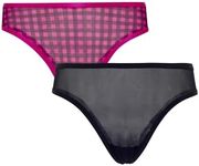 Parade Women's Silky Mesh High Rise Cheeky Panty, Bubble Gum Gingham, Eightball, Large