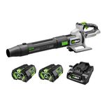 EGO Power+ LB8803-2 880CFM 200MPH 56-Volt Carbon Fiber Handheld Leaf Blower with Digital Display, Tapered and Spread Nozzles Included, (2) 4.0Ah Battery and 320W Charger Included.