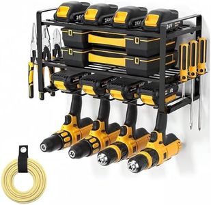 TGSAS Power Tool Organizer Wall Mount - Garage Wall Tool Organizer with Drill Holder, Tool Storage Organizer, Heavy Duty Metal Shelf, Wall Mount Organizer for Garage & Workshop