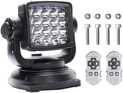 Primelux 48W LED Searchlight for Boat Marine, 4600 Lumens Spotlight With Wireless Remote, 360° Rotation Remote Control Spotlight With SOS Function,12/24V Suitable for Off-Road Vehicles Ship and Trucks