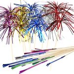 Allazone 120 PCS Cocktail Picks Firework Party Picks, 23CM Firework Cake Toppers, Sandwich & Cocktail Picks, Toothpicks for Cakes Decoration, Party Supplies, Christmas Decoration