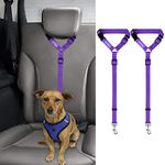 Bwogue 2 Packs Dog Cat Safety Seat Belt Strap Car Headrest Restraint Adjustable Nylon Fabric Dog Restraints Vehicle Seatbelts Harness