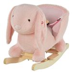 HOMCOM Kids Children Rocking Horse Plush Ride On Rabbit Seat w/Sound Wood Base Seat Safety Belt Toddler Baby Toy Rocker Pink 18-36 Months