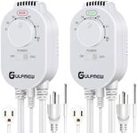 2 Pcs Plug in Thermostat for Heater, Thermostat Plug Outlet with 4.9FT Power Cord, Heating and Cooling Thermostats Outlet with Temperature Probe for Space Heater, Greenhouse Fan (White)