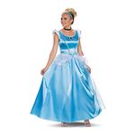 Disguise 103909F, Official Disney Princess Cinderella Deluxe Costume Dress Adult Sized, Solid, Blue, X-Large