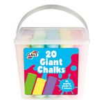 Galt 20 Giant Chalks - Extra Large Childrens Chunky Pavement Chalks - Bright Vibrant Colours - Washable, Easy Clean Outdoor Kids Garden Toys - Portable Carry Case with Handle - Ages 3 Years Plus