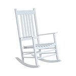 Outsunny Outdoor Porch Rocking Chair Armchair Wooden Patio Rocker Balcony Deck Garden Seat White