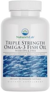 Nature's Lab Triple Strength Omega-3 Fish Oil with EPA & DHA - Supports Healthy Brain Function, Cognitive Health & Circulation - 180 Softgels (3 Month Supply)