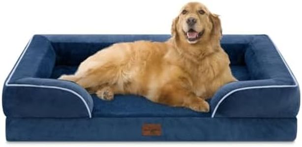 Comfort Expression Extra Large Dog Beds, Waterproof Orthopedic Foam Dog Beds, XL Dog Bed with Bolster, Washable Dog Bed Sofa Pet Bed with Removable Cover & Non-Slip Bottom(X-Large,Navy Blue)