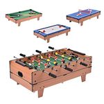 Maxmass 4-in-1 Multi Game Table, Wooden Combo Table Set with Foosball, Hockey, Billiard and Table Tennis, Indoor Table Top Football for Kids Adults Family