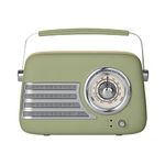 Akai A60048SGE Vintage Bluetooth FM Radio, Portable, 3” Speaker, 5W Output, Vintage Sage