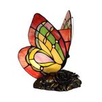 LITFAD LED Bedside Table Lamp Stained Glass Butterfly Desk Light 1 Head Tiffany Antique Plug-in Table Light with Flower Body for Bedroom Hotel Office - B