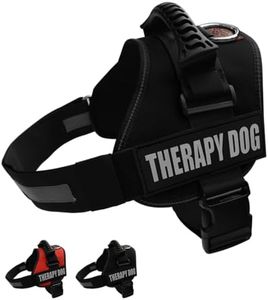 Albcorp Reflective Therapy Dog Vest Harness, Woven Nylon, Adjustable Service Animal Jacket, with 2 Hook and Loop Therapy Dog Removable Patches. Black, Extra Large