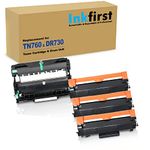 4PK-1 Inkfirst DR730 DR-730 Drum Unit + 3 TN760 TN-760 High Yield Toner Cartridges (CHIP Included) (3 toner + 1 drum) Compatible Replacement for Brother MFC-L2710DW MFC-L2730DW MFC-L2750DW MFC-L2750DW