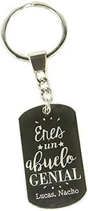 Regalo Personalizable para Abuelos: Llavero Grabado 'Eres un Abuelo Genial' Personalizado con el Texto Que tú Quieras