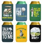 Pop Nordic Funny Golf Can Coolers - 6 Pack Golf Party Favors Drinking Can Sleeves Reusable Neoprene Beer Cozy Bulk, Cool Gifts for Golfers