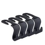 4pcs Car Storage Hooks Back Seat Headrest Hooks – Coat Purse Handbag Grocery Bag Holder Mayco Bell (Black)