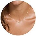 Foxgirl Gold Initial Necklaces for Women, Dainty Gold Letter Necklace Tiny A-Z Pendant Choker Necklace Trendy Cute Personalized Monogram Name Necklace Gold Jewelry Necklace for Women Gift, Brass, No