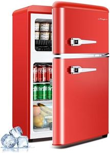 Anypro 3.2 Cu.Ft Compact Refrigerator Mini Fridge with Freezer, Retro Double Door Small Fridge, 7 Level Thermostat Removable Shelves, Small Refrigerator for Dorm, Office, Bedroom, Red