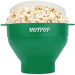 The Original Hotpop Microwave Popcorn Popper, Silicone Popcorn Maker, Collapsible Bowl Bpa Free and Dishwasher Safe (Olive Green)