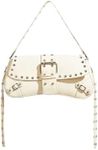 Verdusa Women's Shoulder Bag Y2K Handbag Rivet Punk Hobo Purse with Buckle Beige One-Size