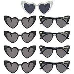 Pibupibu 9 Pack Leopard Heart Sunglasses Bachelorette Party, White Rhinestone Heart Sunglasses Bride Diamond Bling Sunglasses