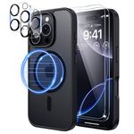 seacosmo 5 in 1 Magnetic for iPhone 16 Pro Max Case with 2X HD Screen Protector + 2X Camera Lens Protector, [15 FT Grade Protection] Shockproof Phone Cover for iPhone 16 Pro Max 6.9 Inch, Matte Black