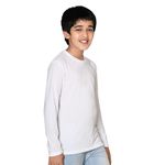 Nusyl Boy's White Solid Tee| Plain | Round Neck | Full Sleeve - Regular Fit