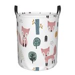 Fox Laundry Hamper Collapsible Laundry Baskets with Handles Dirty Foldable Clothes Basket Easy Carry Laundry Bag Round Storage Basket for Bedroom Toy Tree01