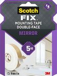 Scotch-Fix Mirror Double-Sided Mounting Tape, 19mm x 5m - For Indoor Use, Humid Areas, For Mirrors in Bathrooms and Kitchens, Works on Ceramic, Tiles, Finished Wood, Metal, Glass and Painted Walls