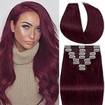S-noilite Wine Red Clip in Hair Ext