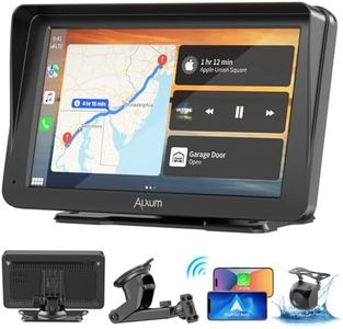 Alxum Carplay Coche Pantalla portátil 7» IPS Driveplay FM transmisor Coche Bluetooth Coche Jugar Monitor con cámara de visión Trasera, Soporte para Tarjeta TF, FM, AUX para Todos los Coches.