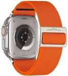 MOROFY Sport Stretchy Nylon Band for Apple Watch Ultra 2 Band/Apple Watch Ultra Band 49mm, Series 9|8|7|6|5|4|3|2|1|SE 49|45|44|42mm Solo Loop Wide Replacement Strap Men - Orange