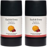 Each & Every All Natural Deodorant - Aluminum Free Deodorant for Women & Men - Raspberry & Mandarin Multipack - Travel Size Plant-Based Packaging (2 Pack, 2.5 Oz Each)