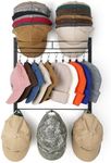 HYDERMUS Hat Rack for 45 Baseball Caps with 10 Clips 3 Tier Hat Organizer for Wall Multi-functional Hat Hanger Metal Hat Holder at Closet Bedroom Entryway Gift for Men Boy Teen